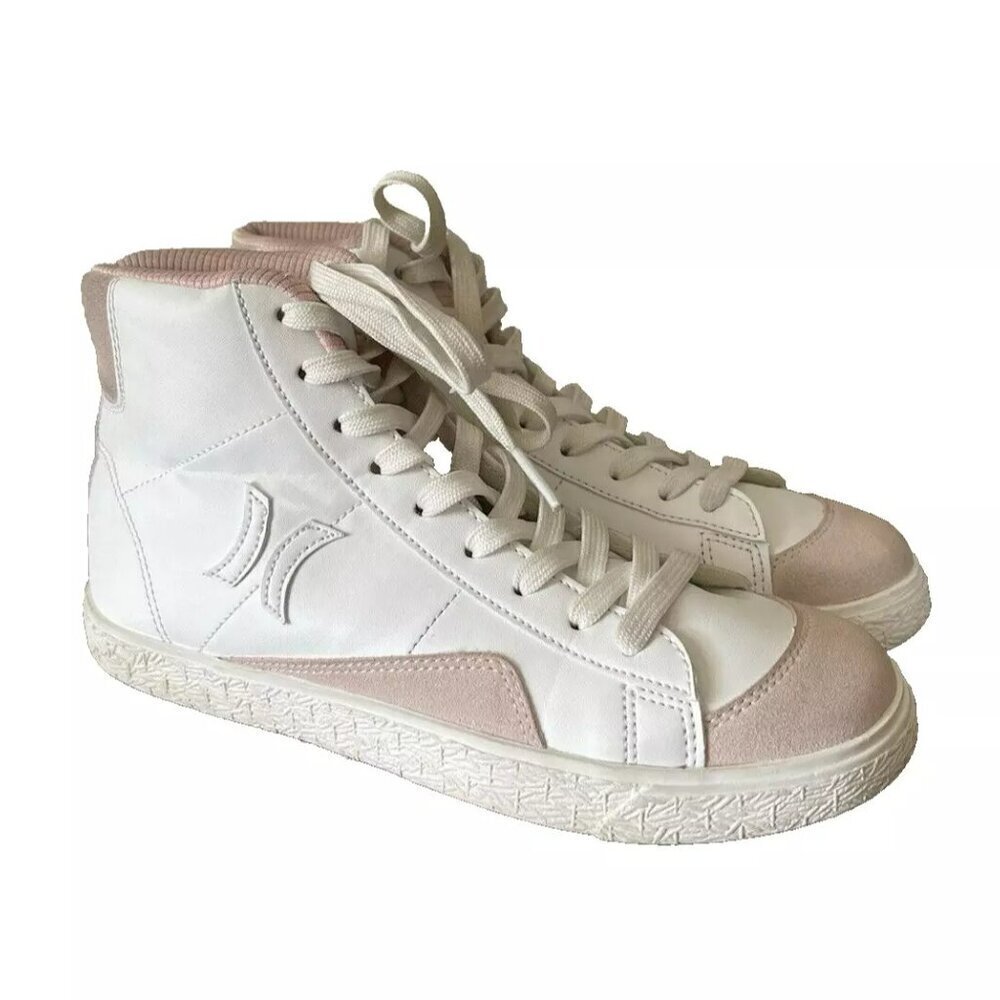 HURLEY Women’s White/Pink High Top Lace Up Sneakers Size 6.5M Fashion Shoes
